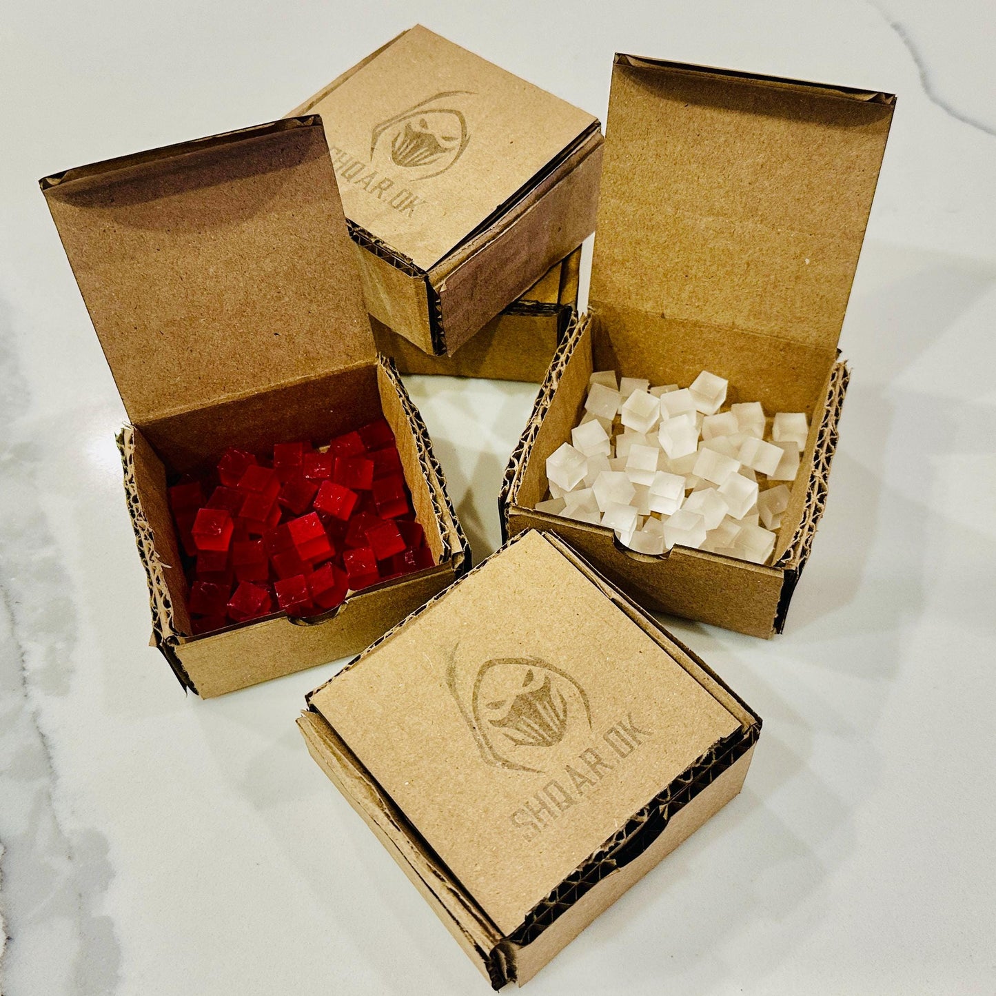 Red and Translucent Square token